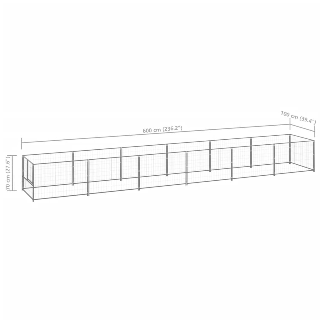 Perrera plateada 6 m² acero vidaXL