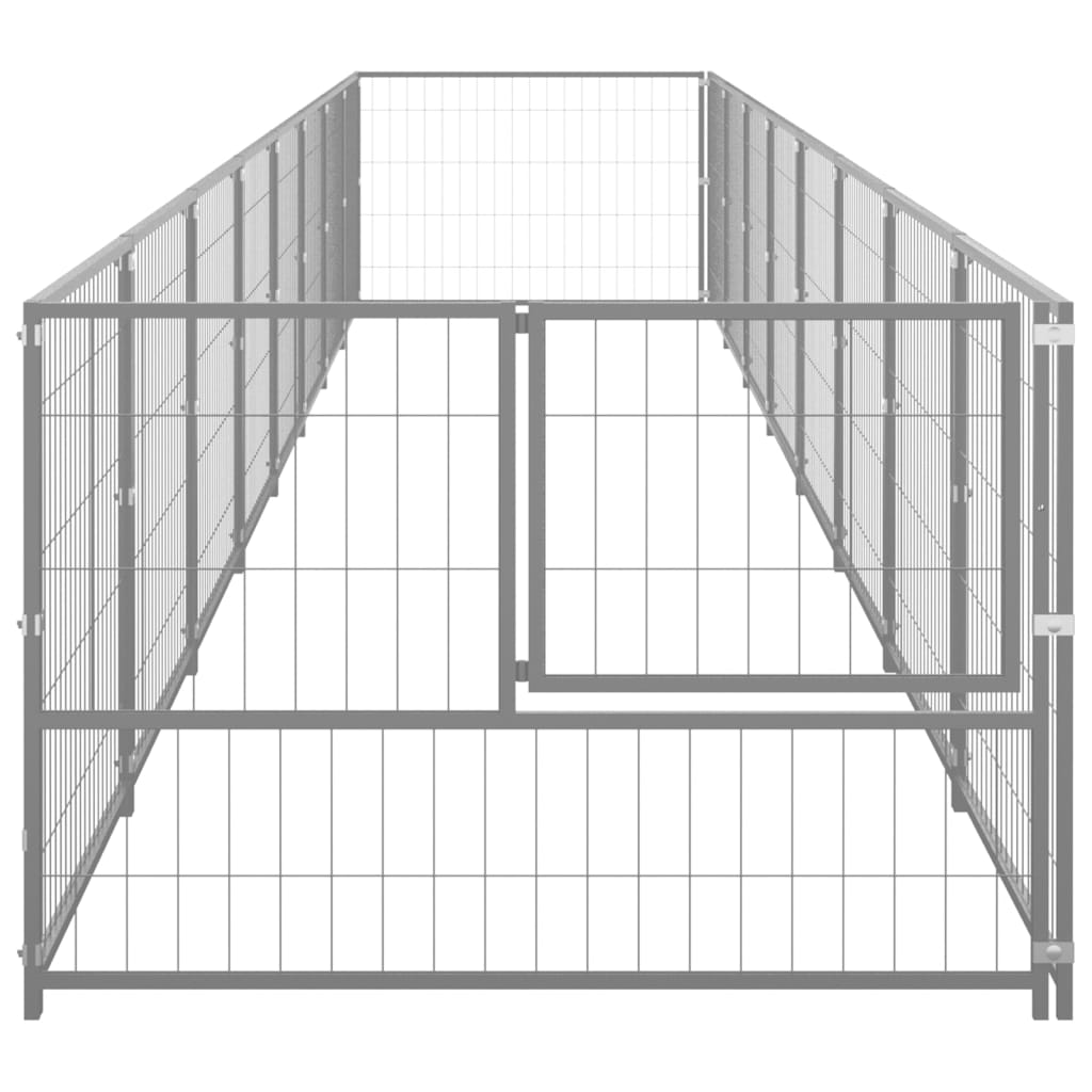 Perrera plateada 8 m² acero vidaXL