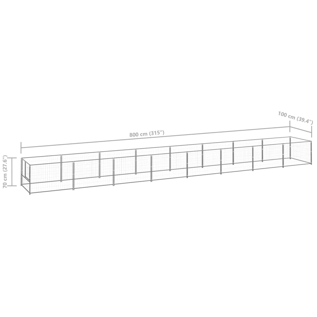 Perrera plateada 8 m² acero vidaXL