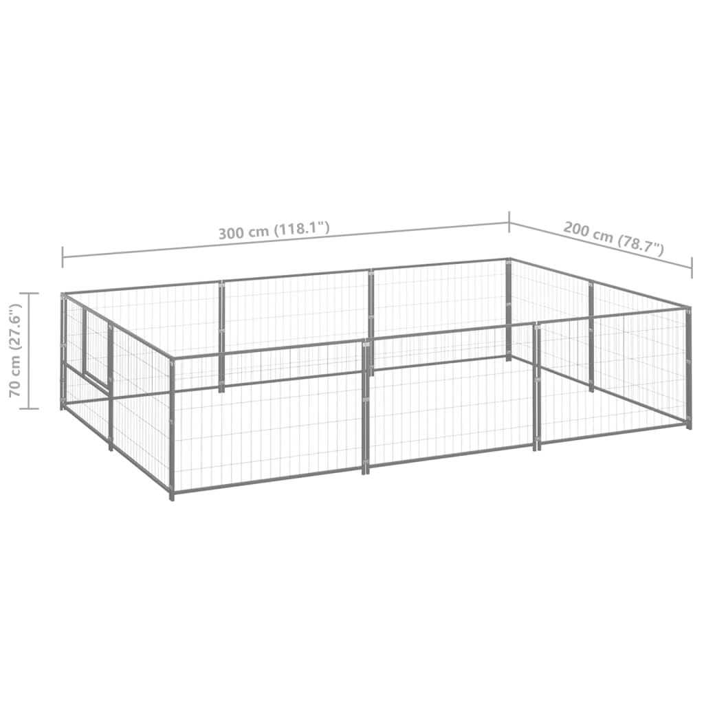 Perrera plateada 6 m² acero vidaXL