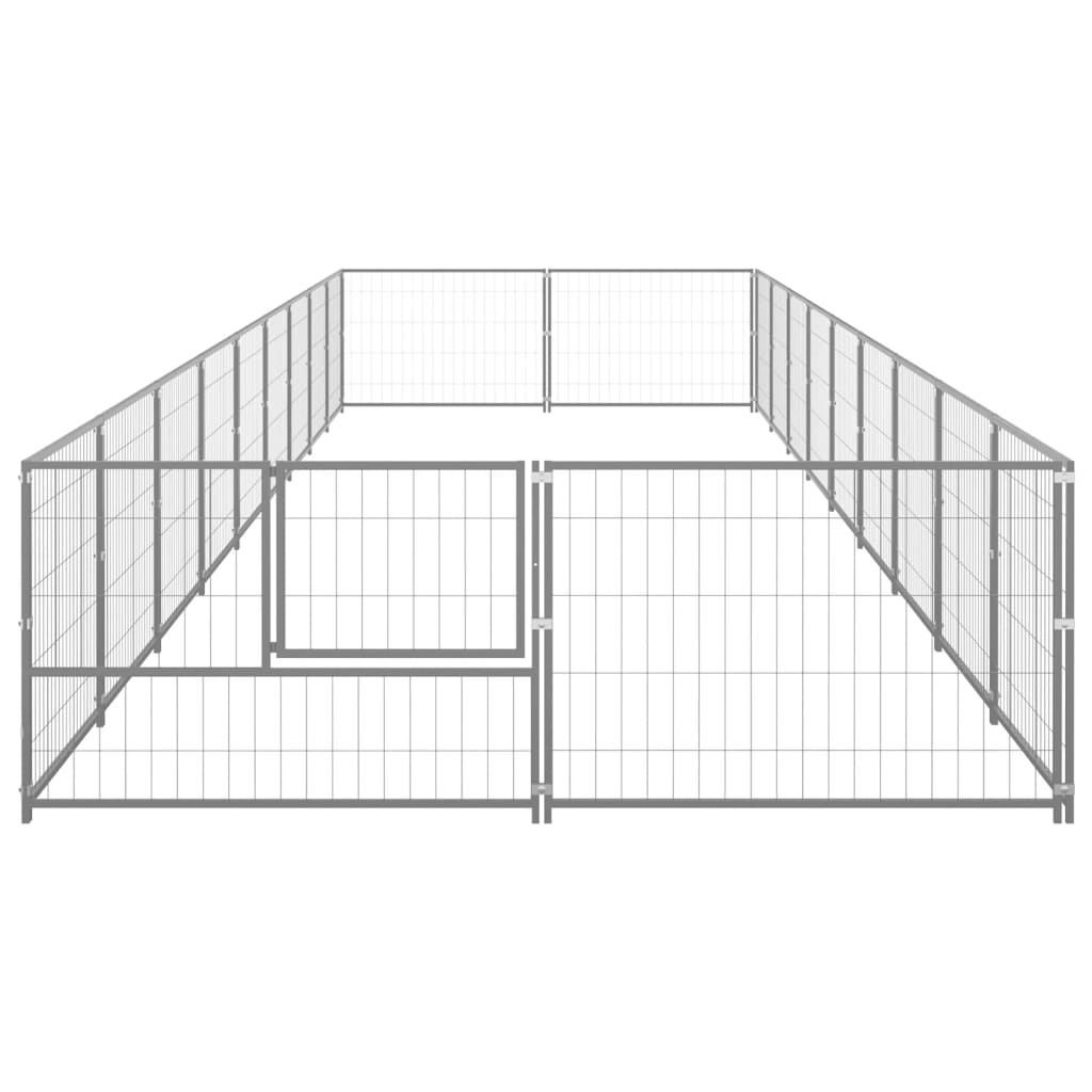 Perrera plateada 18 m² acero vidaXL