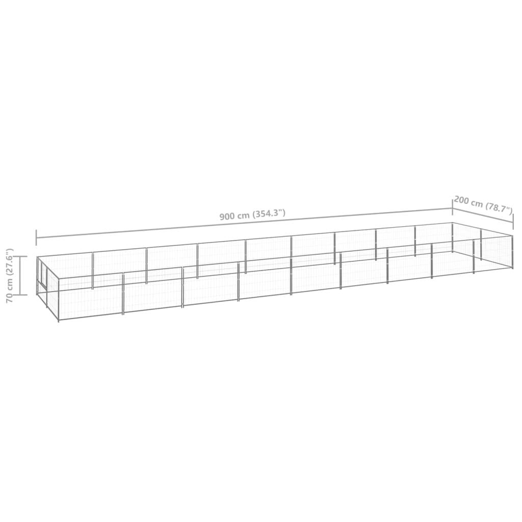 Perrera plateada 18 m² acero vidaXL