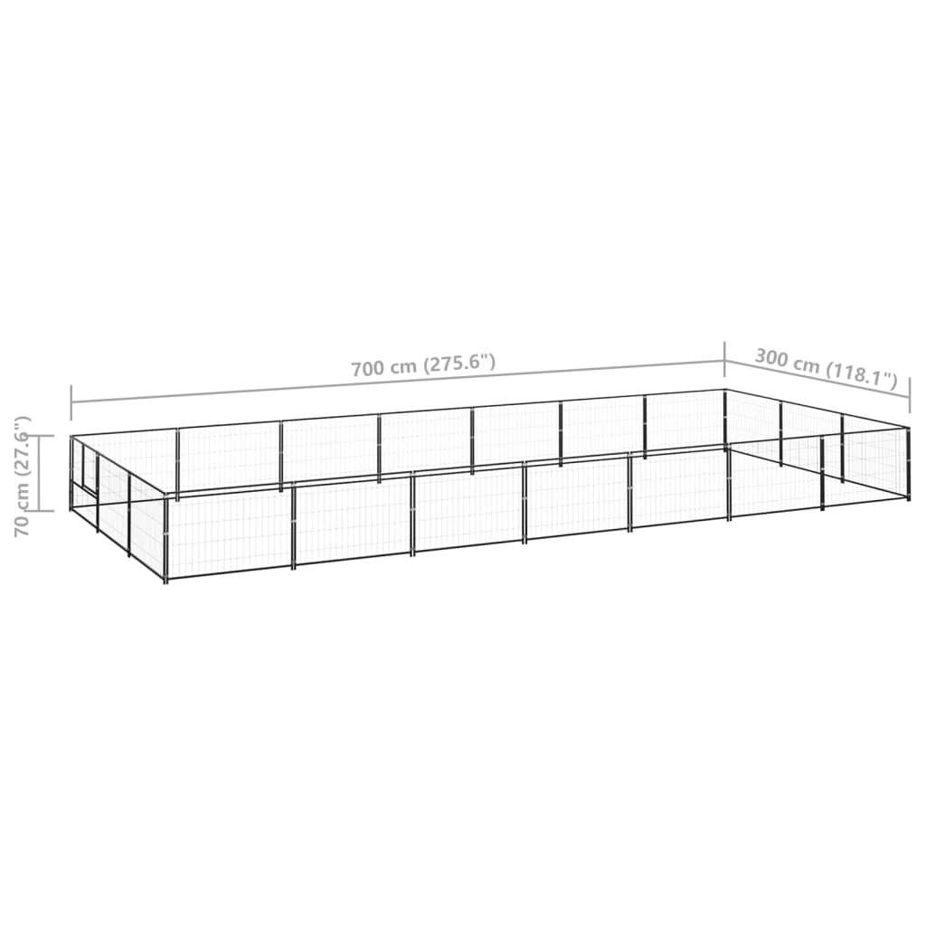 Perrera acero 21 m² negra vidaXL