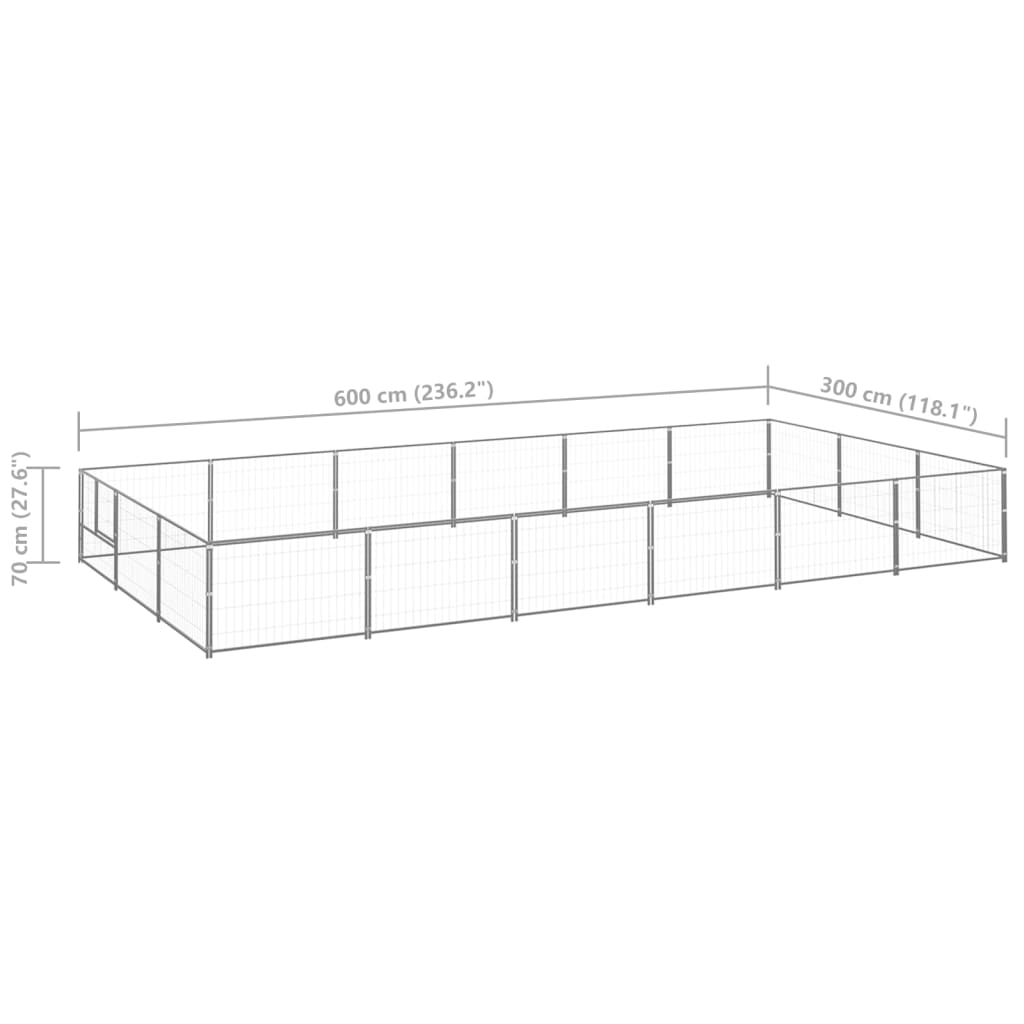 Perrera plateada 18 m² acero vidaXL