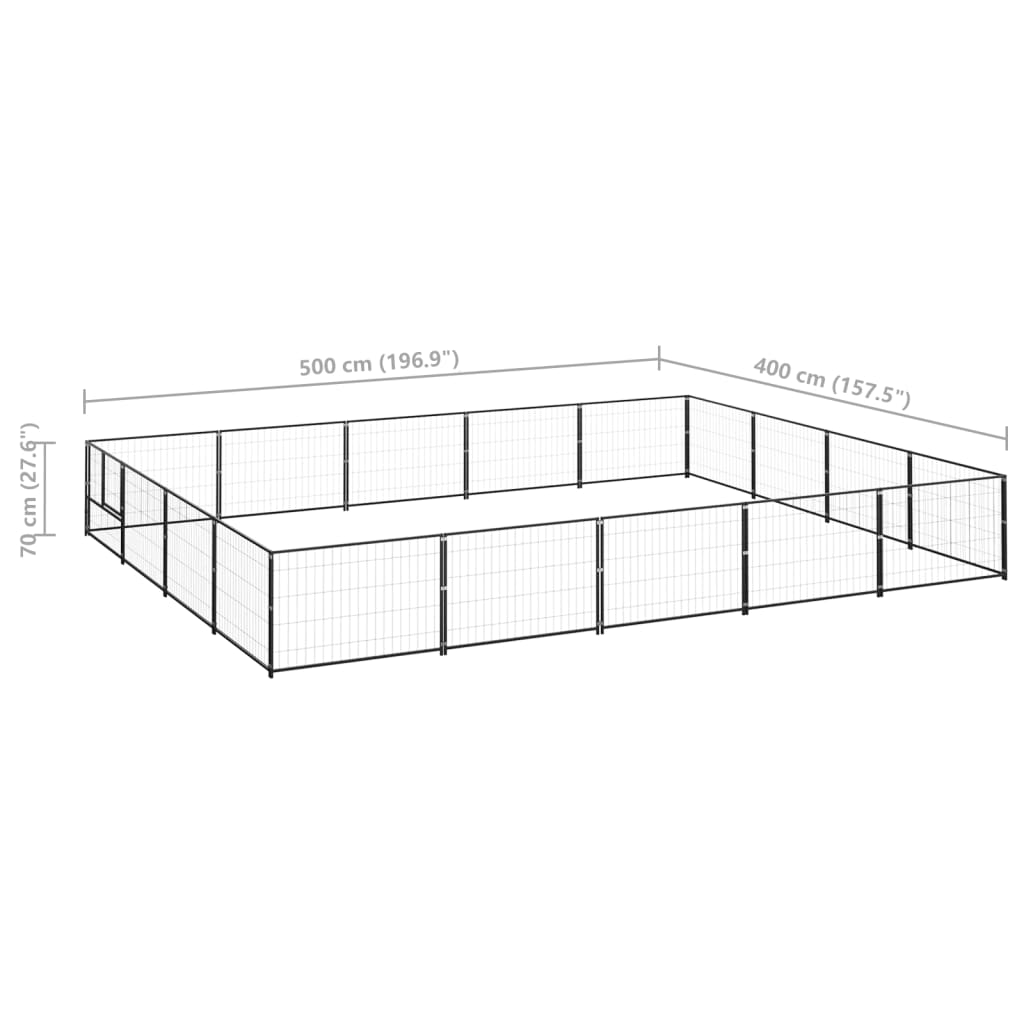 Perrera acero 20 m² negra vidaXL