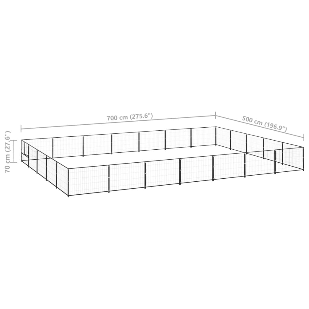 Perrera acero 35 m² negra vidaXL