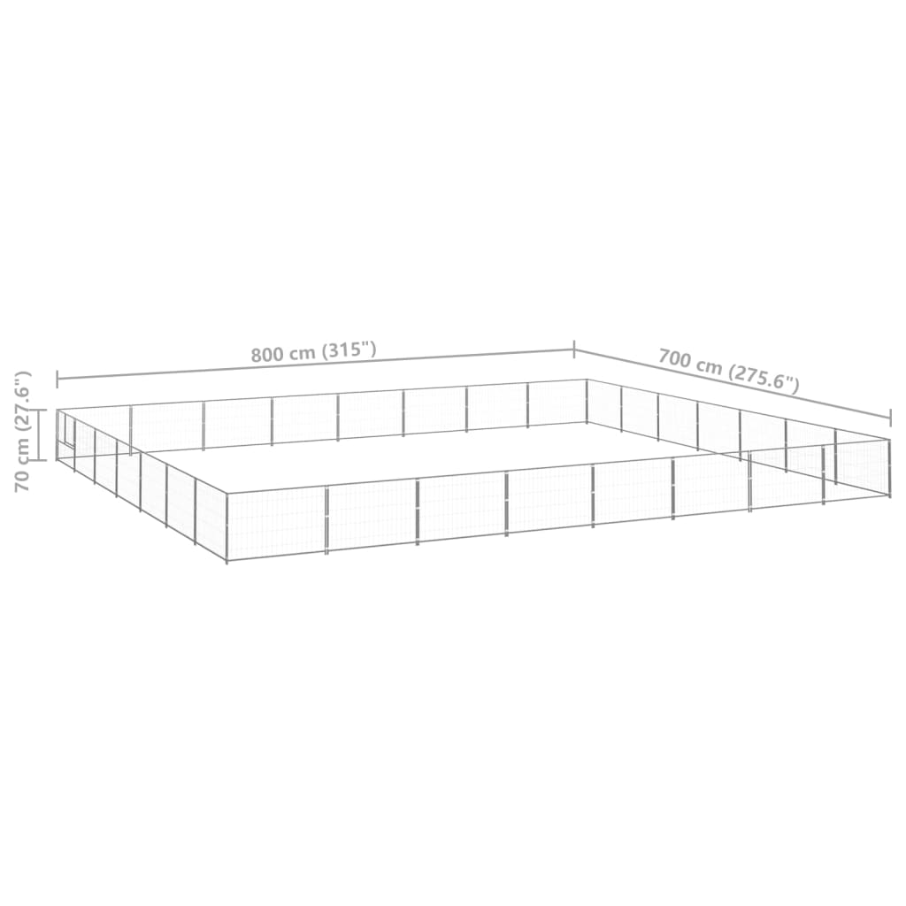 Perrera plateada 56 m² acero vidaXL