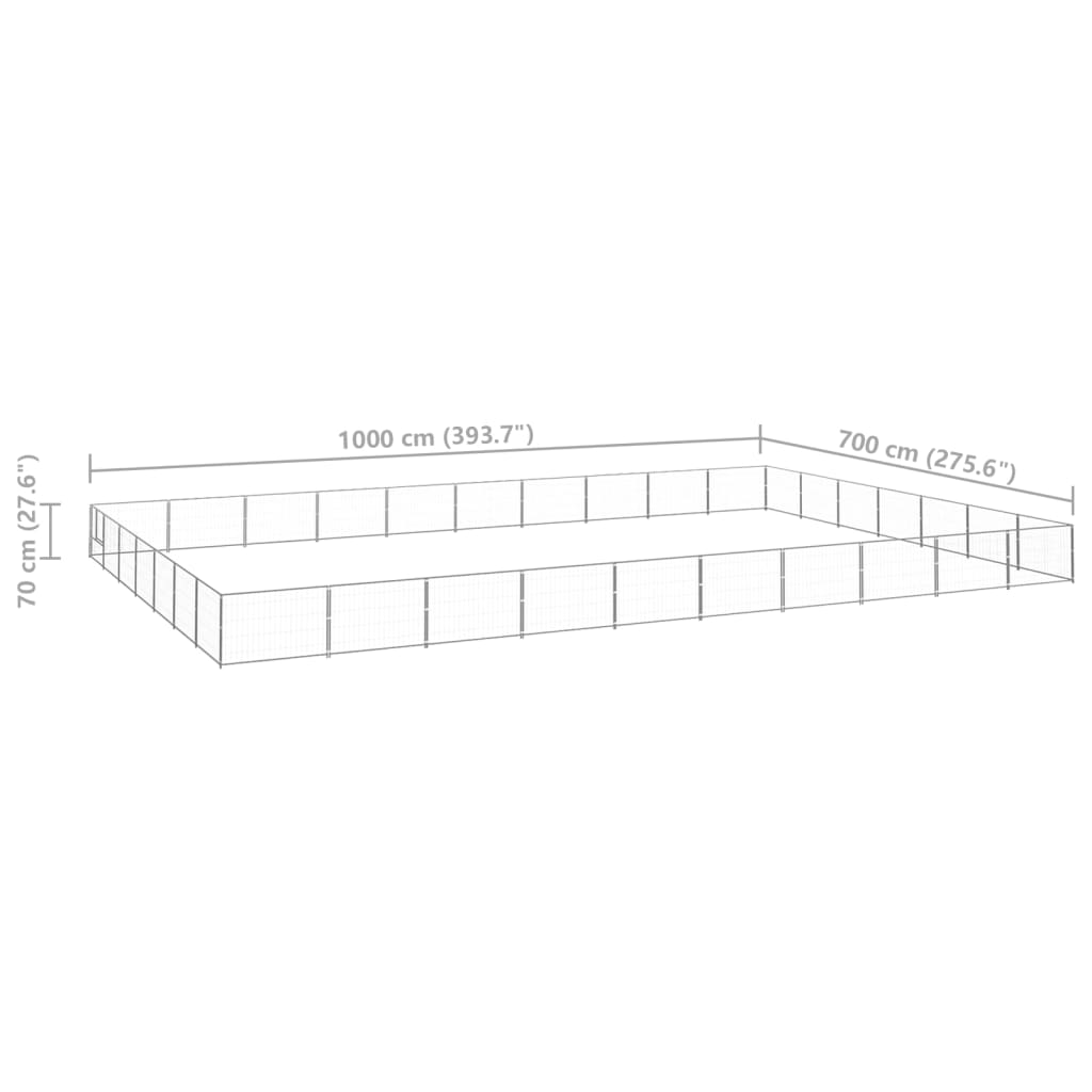 Perrera plateada 70 m² acero vidaXL