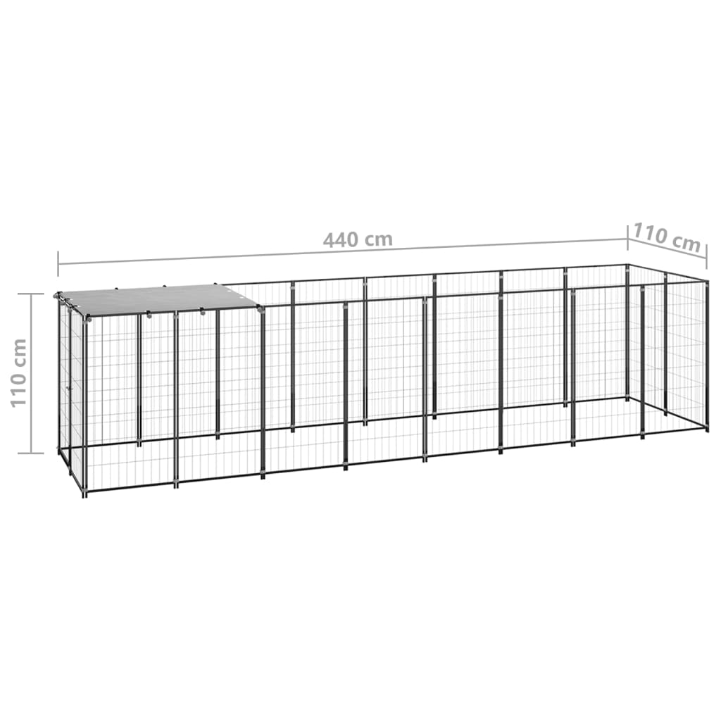 Perrera negra 4,84 m² acero vidaXL