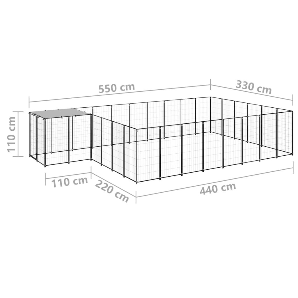 Perrera negra 15,73 m² acero vidaXL