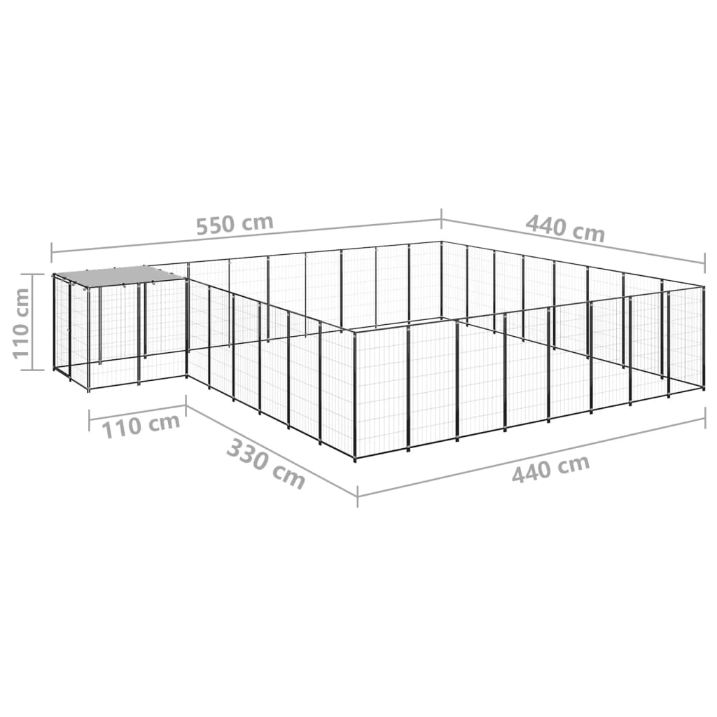 Perrera negra 20,57 m² acero vidaXL