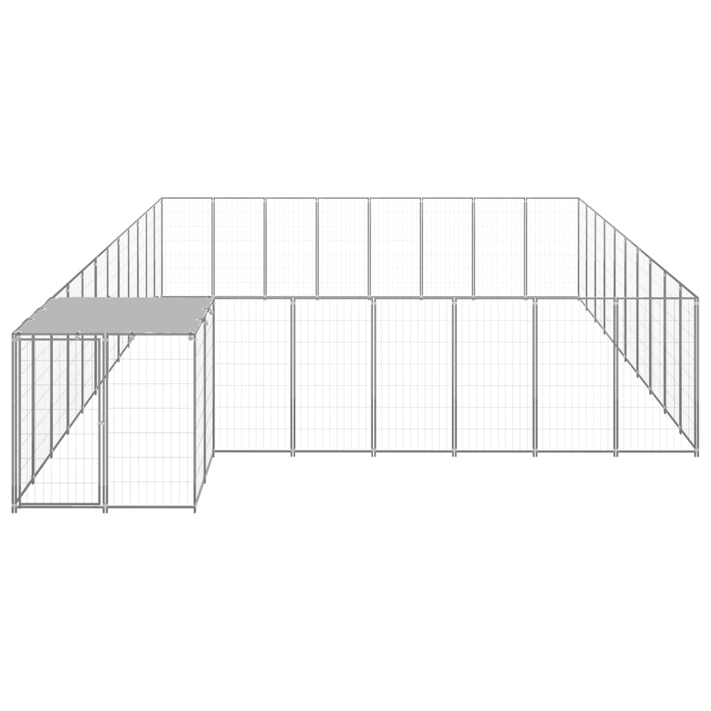 Perrera plateada 25,41 m² acero vidaXL