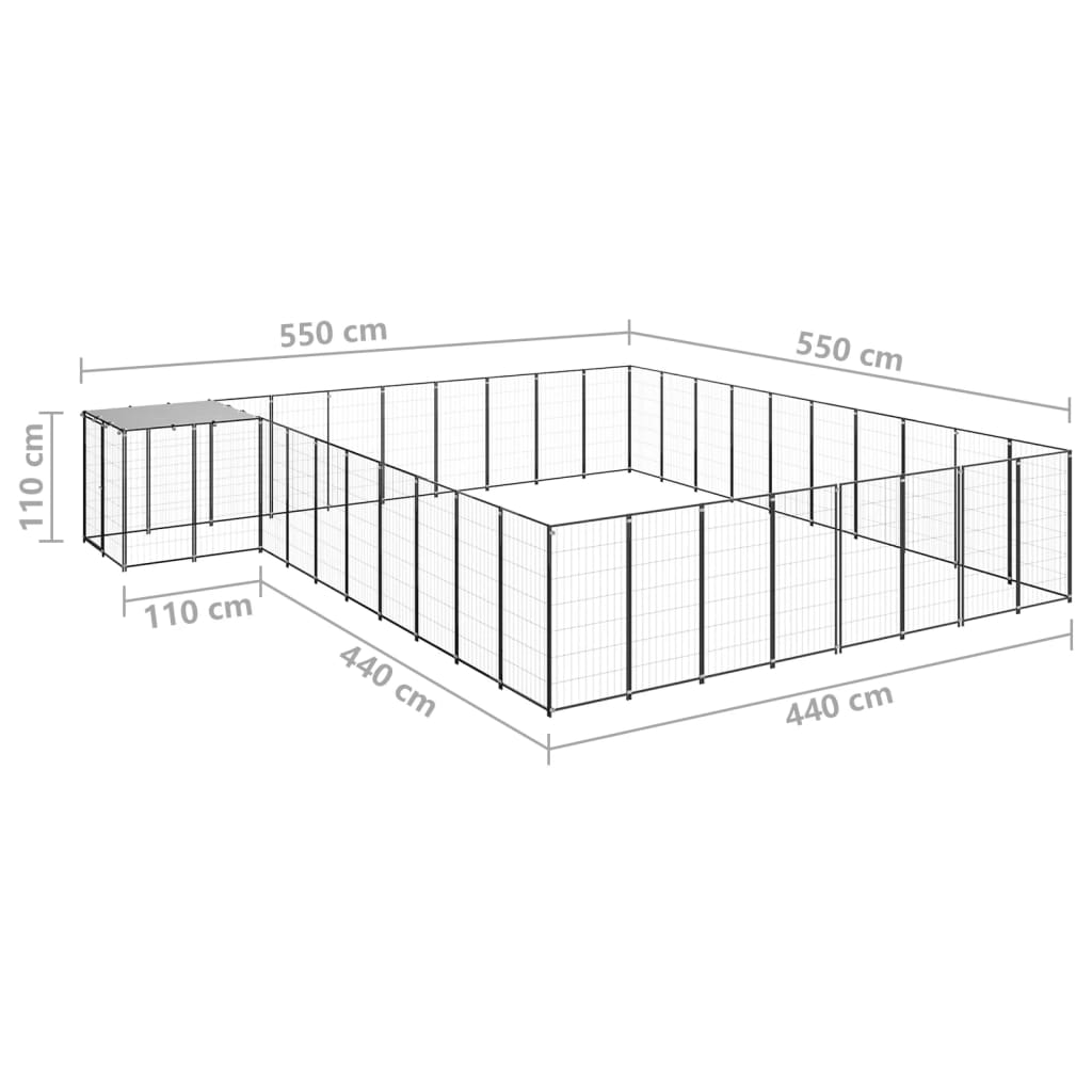 Perrera negra 25,41 m² acero vidaXL