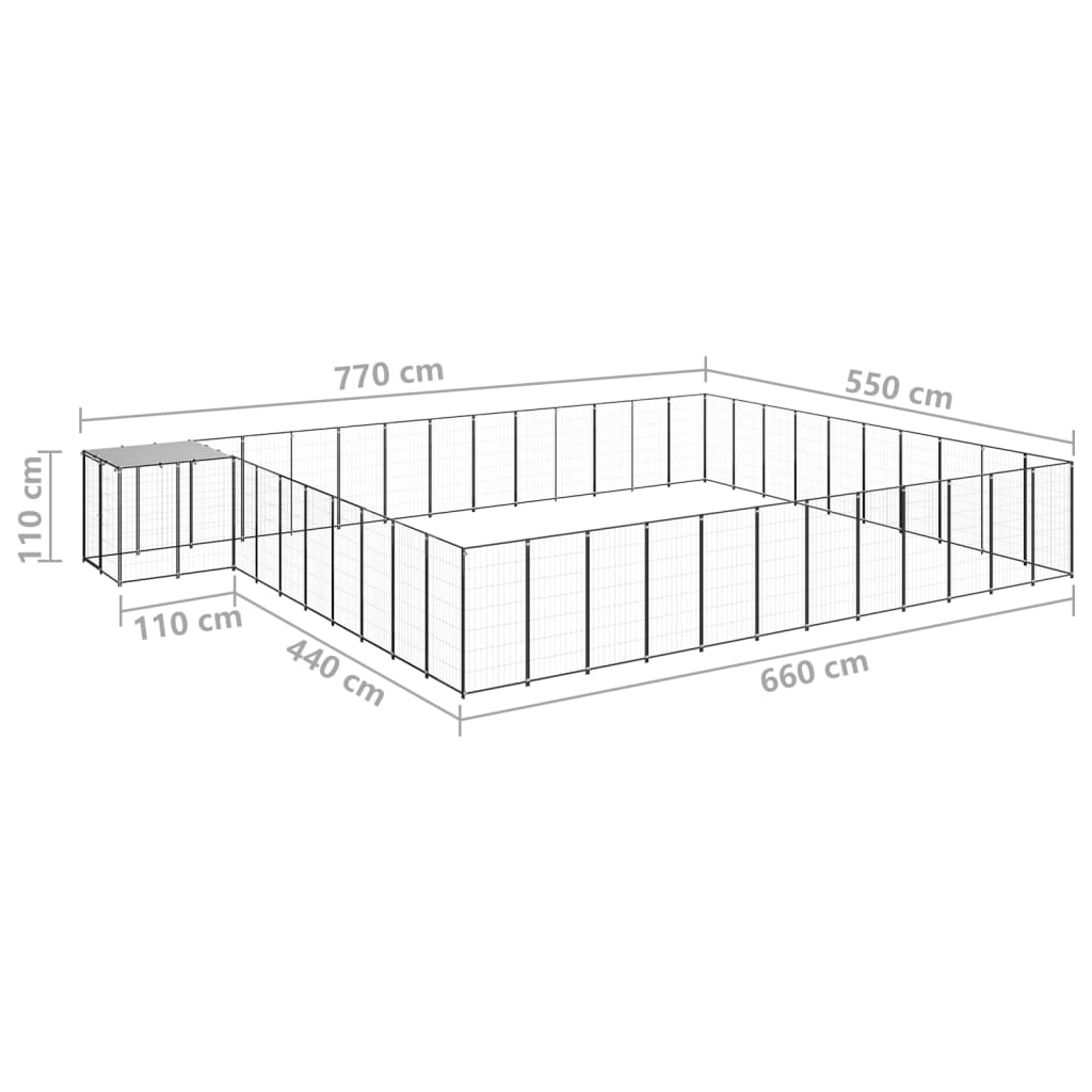 Perrera negra 37,51 m² acero vidaXL