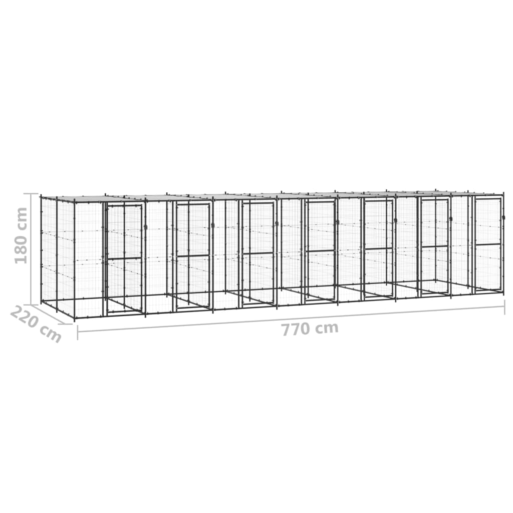 Perrera de exterior de acero con techo 16,94 m² vidaXL