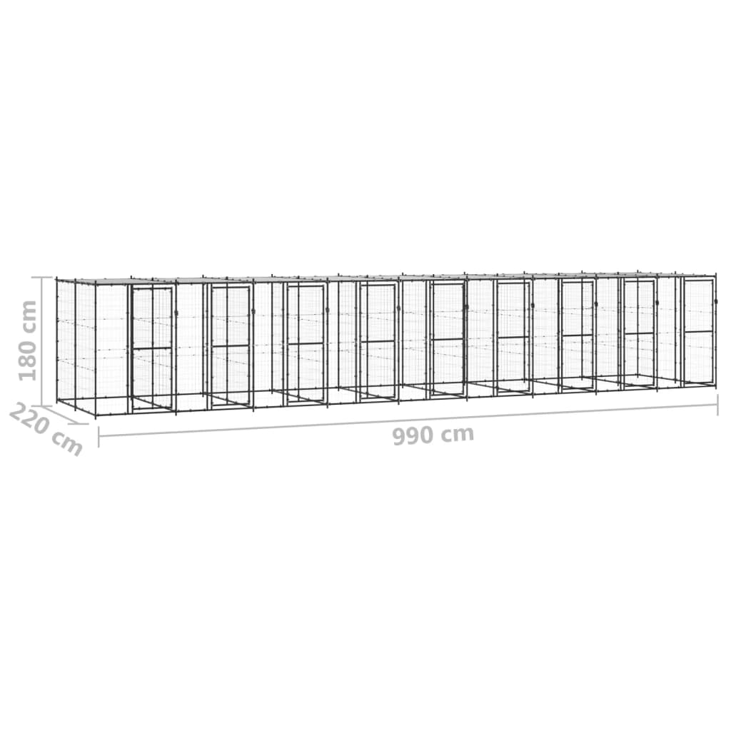 Perrera de exterior de acero con techo 21,78 m² vidaXL