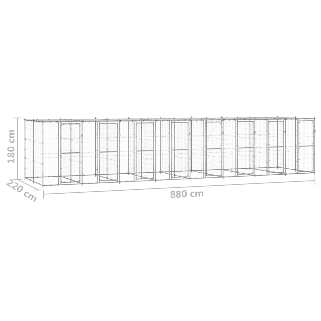 Perrera de exterior de acero galvanizado con techo 19,36 m² vidaXL