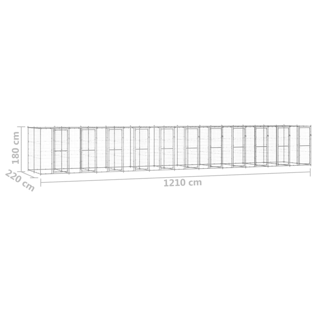 Perrera de exterior de acero galvanizado con techo 26,62 m² vidaXL