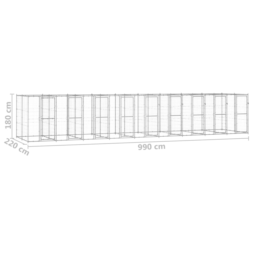 Perrera de exterior de acero galvanizado 21,78 m² vidaXL