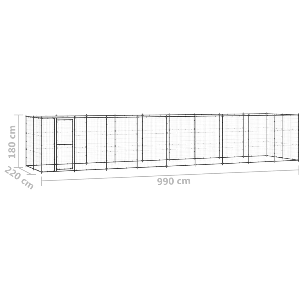 Perrera de exterior de acero con techo 21,78 m² vidaXL