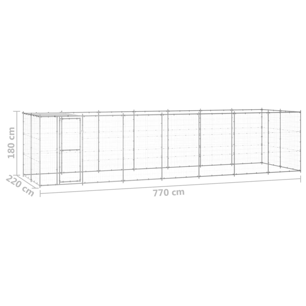 Perrera de exterior de acero galvanizado con techo 16,94 m² vidaXL