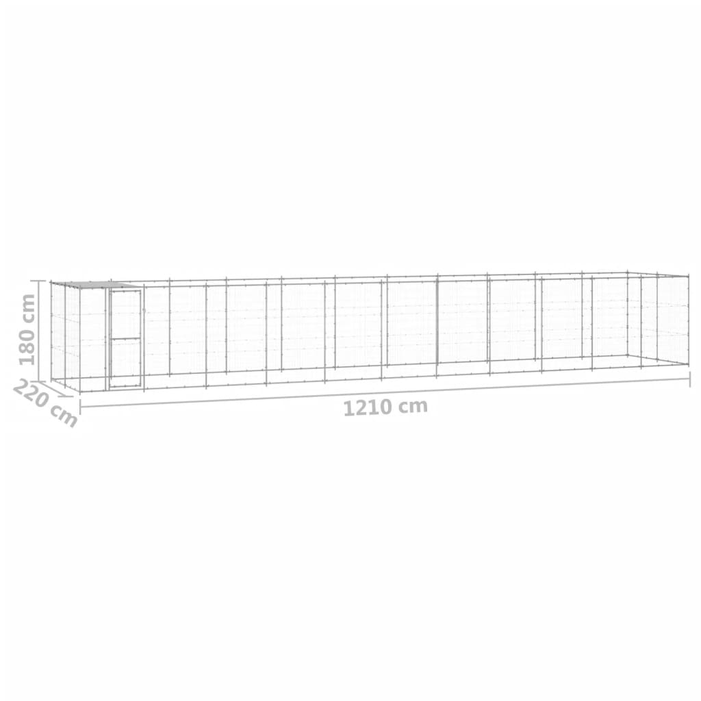 Perrera de exterior de acero galvanizado con techo 26,62 m² vidaXL