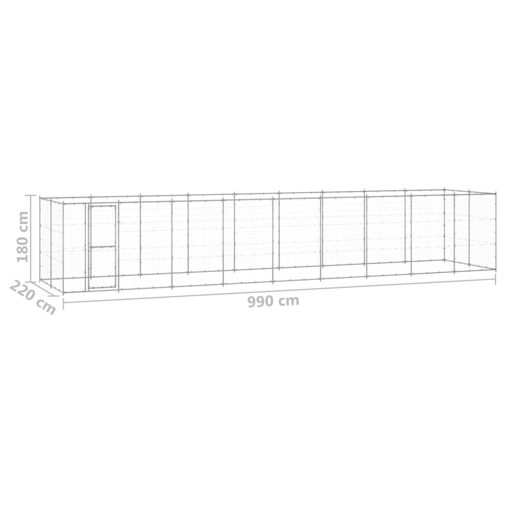 Perrera de exterior de acero galvanizado 21,78 m² vidaXL