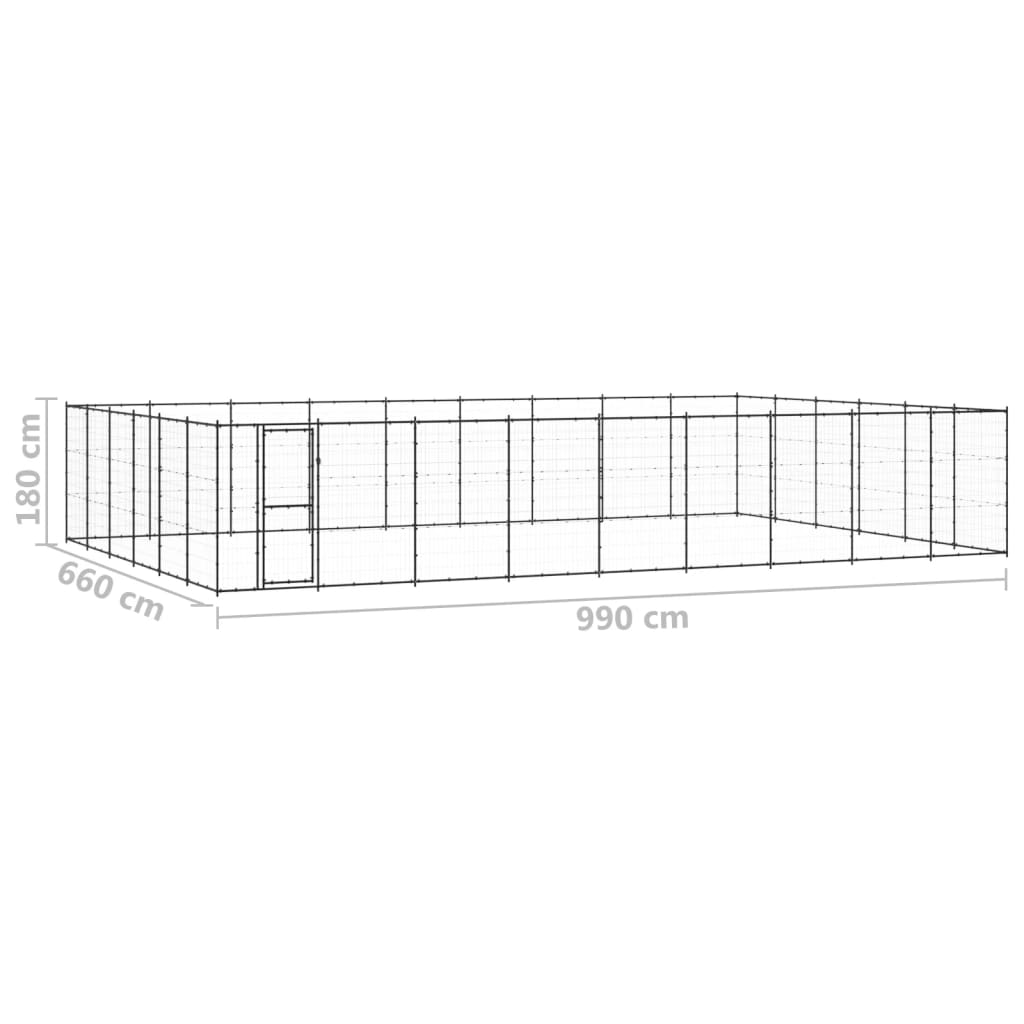 Perrera de exterior de acero 65,34 m² vidaXL