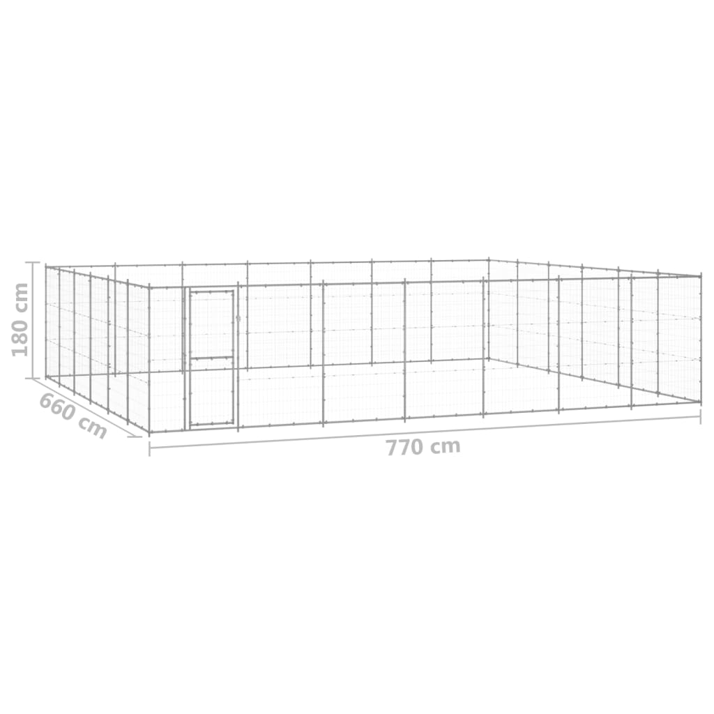 Perrera de exterior de acero galvanizado 50,82 m² vidaXL