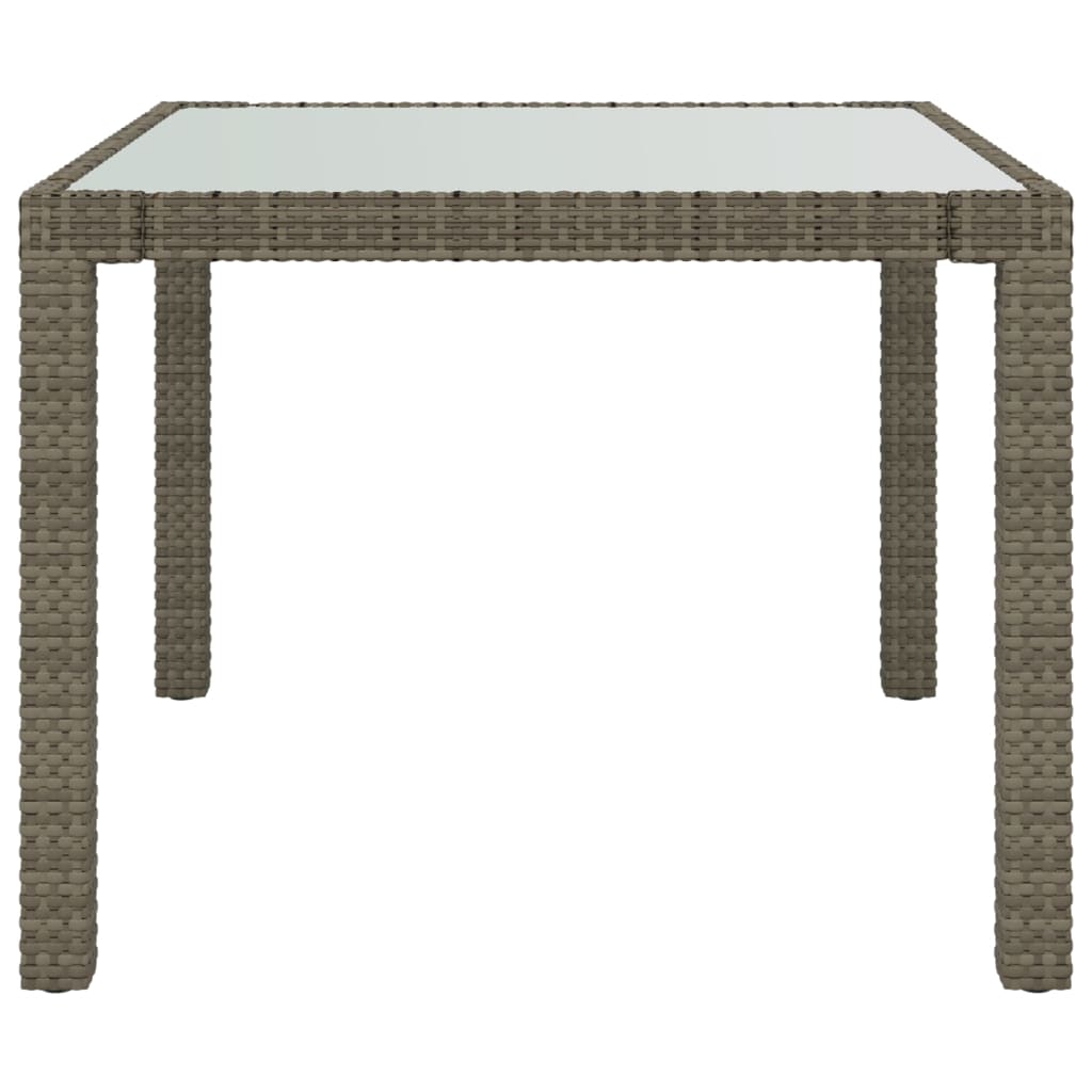 Mesa jardín vidrio templado ratán sintético 90x90x75 cm gris