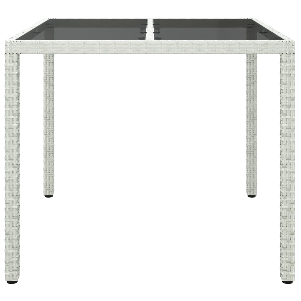 Mesa jardín vidrio templado ratán sintético 90x90x75 cm blanco