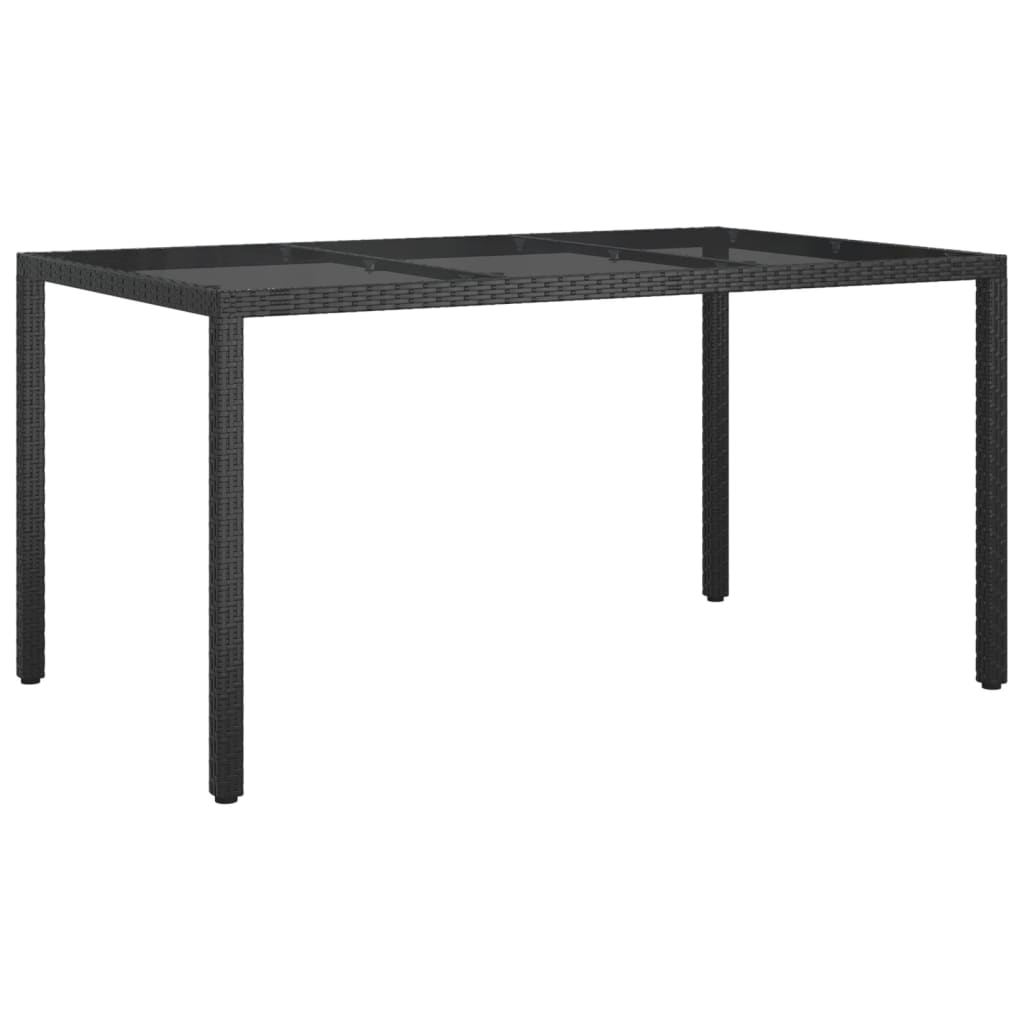 Mesa jardín vidrio templado ratán sintético 150x90x75 cm negro vidaXL