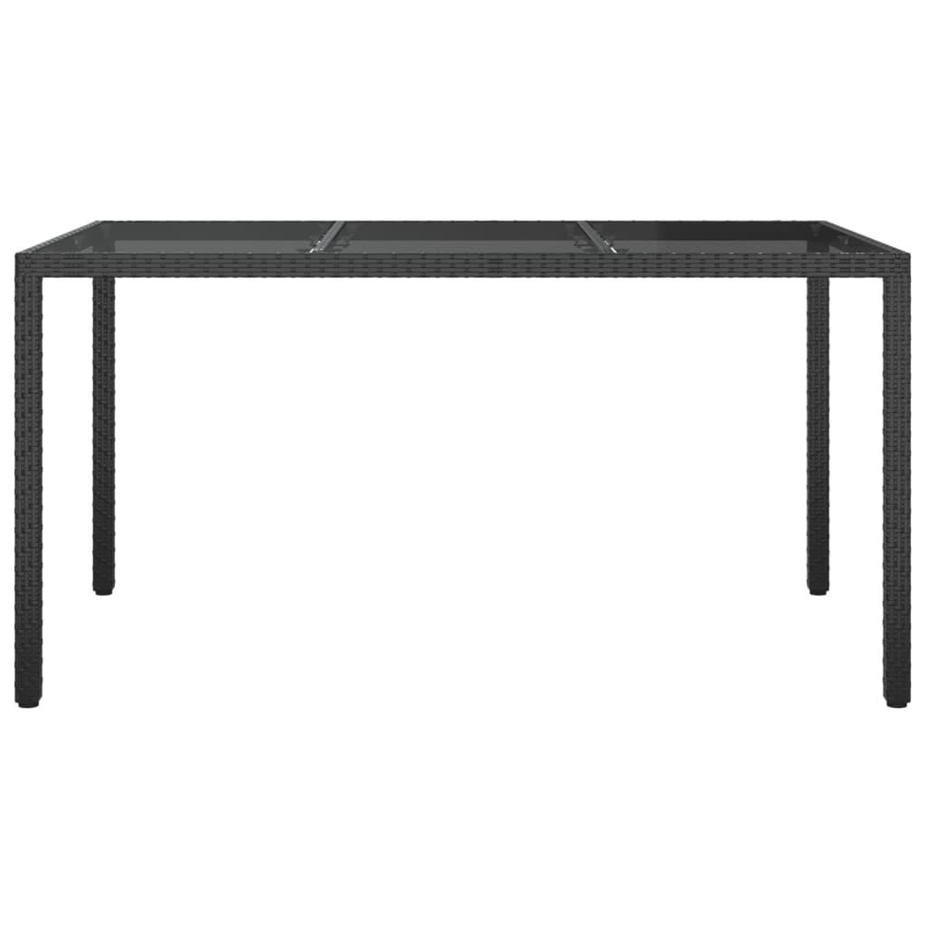 Mesa jardín vidrio templado ratán sintético 150x90x75 cm negro vidaXL