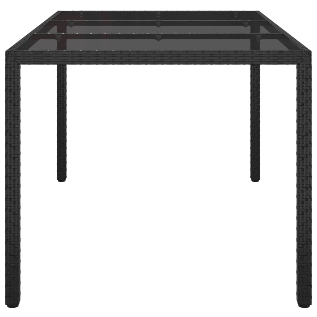 Mesa jardín vidrio templado ratán sintético 150x90x75 cm negro vidaXL