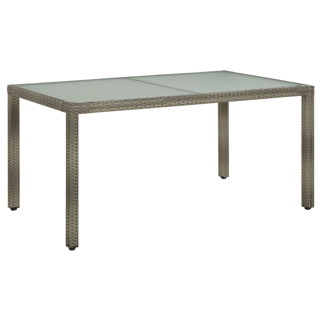 Vetonek Mesa de jardín vidrio templado ratán sintético gris 150x90x75cm