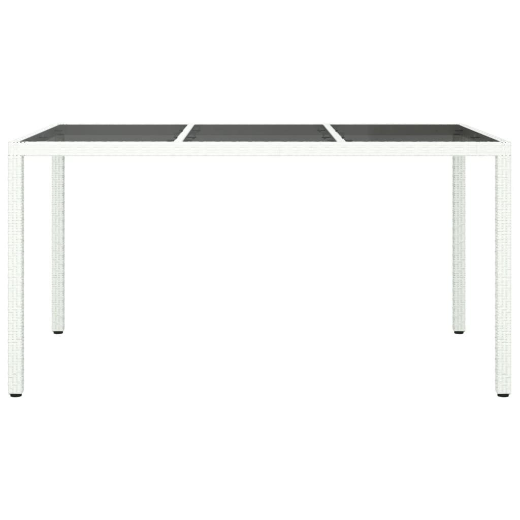 Mesa jardín vidrio templado ratán sintético 150x90x75 cm blanco