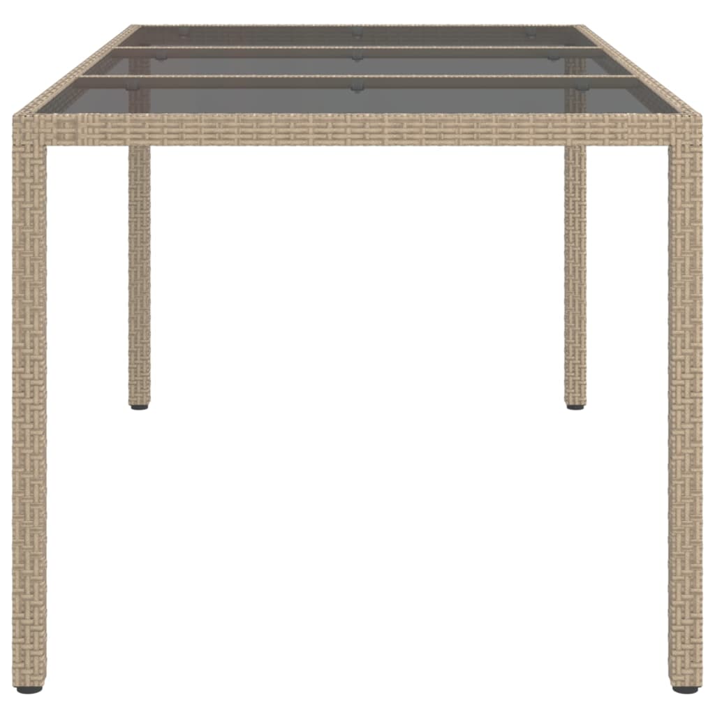 Mesa jardín vidrio templado ratán sintético 150x90x75 cm beige vidaXL