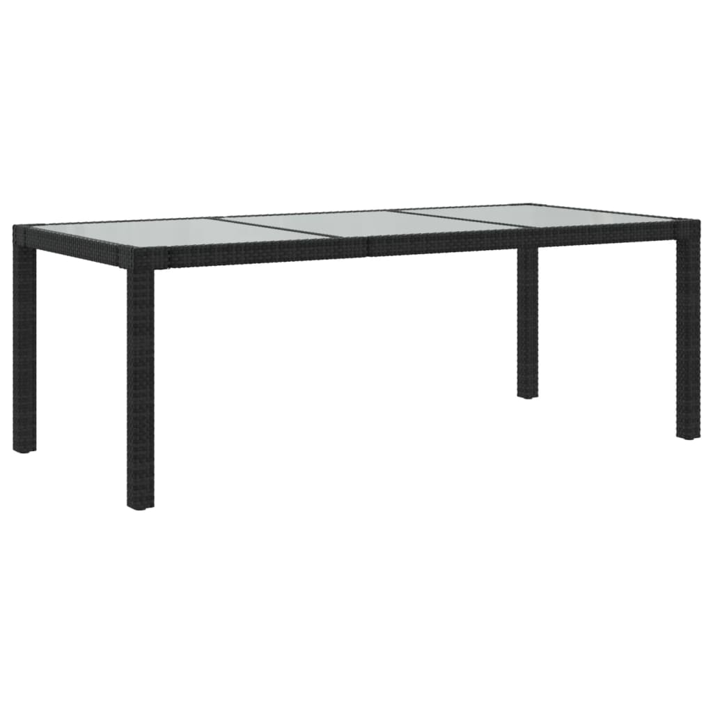 Mesa jardín vidrio templado ratán sintético negra 190x90x75 cm vidaXL