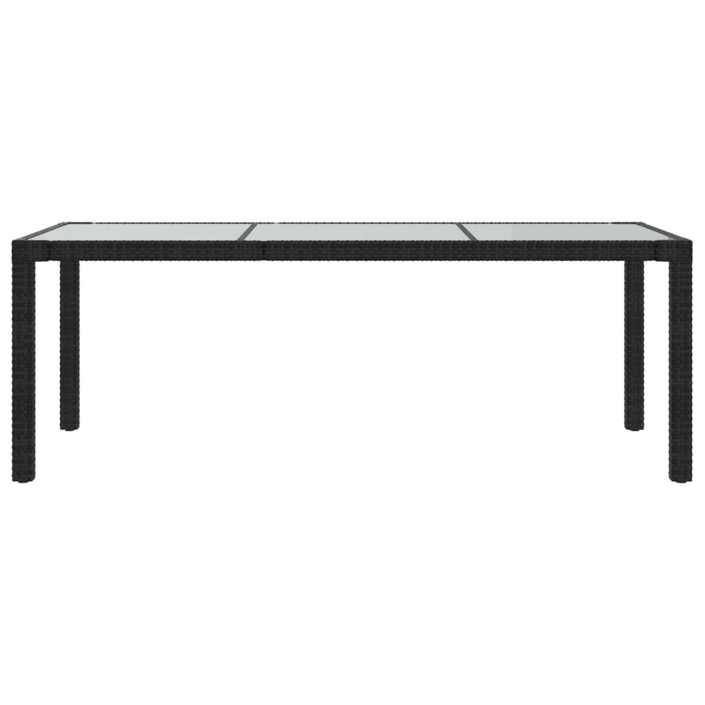 Mesa jardín vidrio templado ratán sintético negra 190x90x75 cm vidaXL