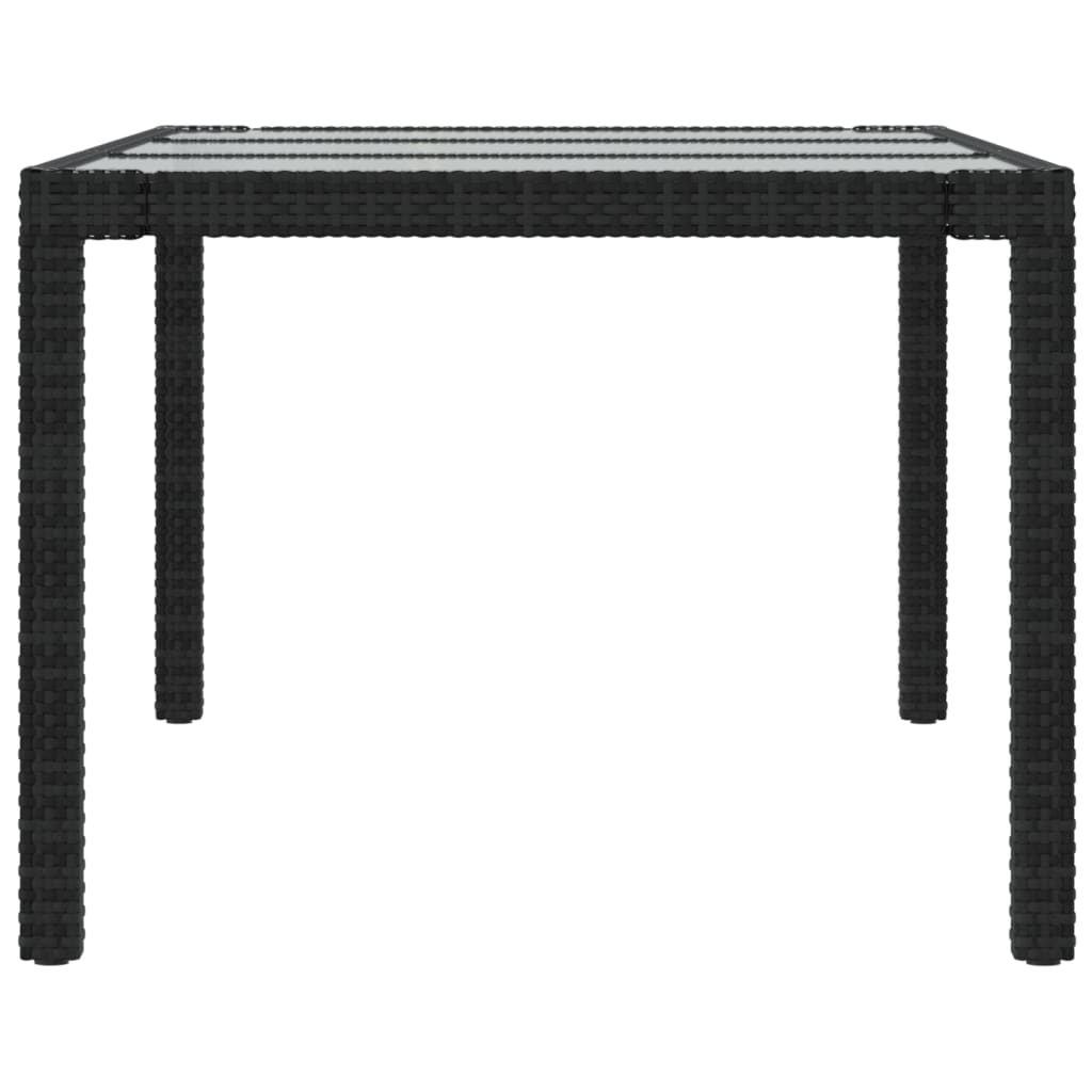 Mesa jardín vidrio templado ratán sintético negra 190x90x75 cm vidaXL