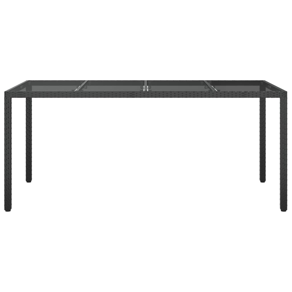 Mesa jardín vidrio templado ratán sintético negra 190x90x75 cm