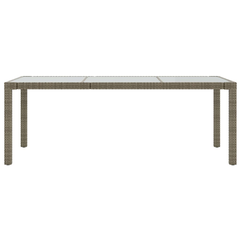 Mesa jardín vidrio templado ratán sintético gris 190x90x75 cm