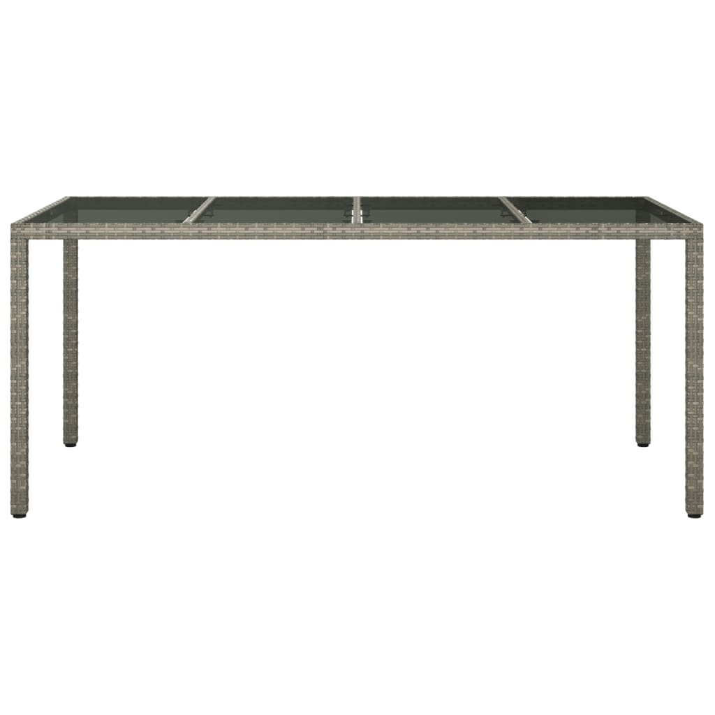 Mesa jardín vidrio templado ratán sintético gris 190x90x75 cm