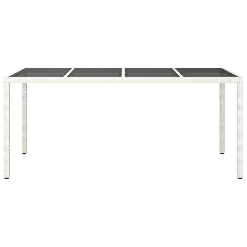 Mesa jardín vidrio templado ratán sintético blanco 190x90x75 cm