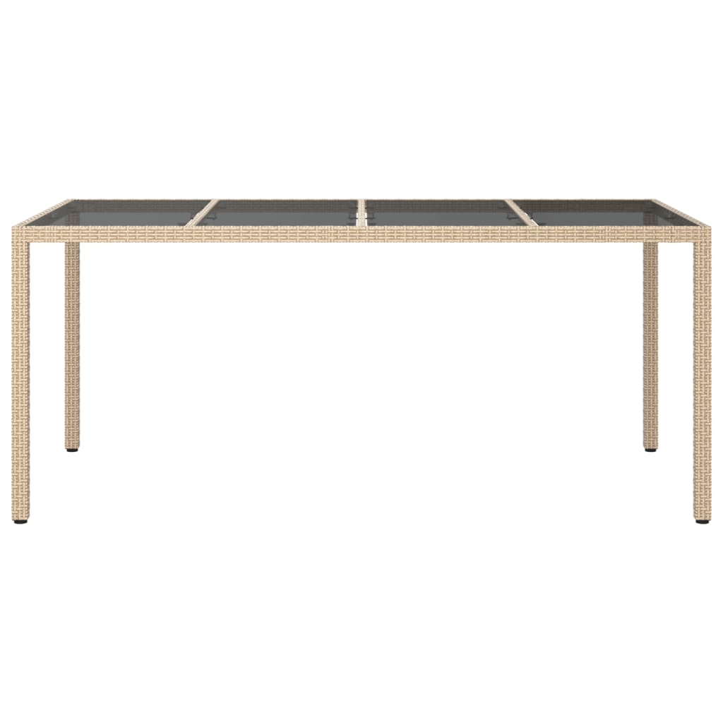 Mesa jardín vidrio templado ratán sintético beige 190x90x75 cm