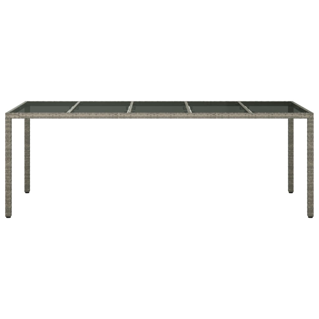 Mesa de jardín de vidrio templado ratán PE gris 250x100x75 cm vidaXL