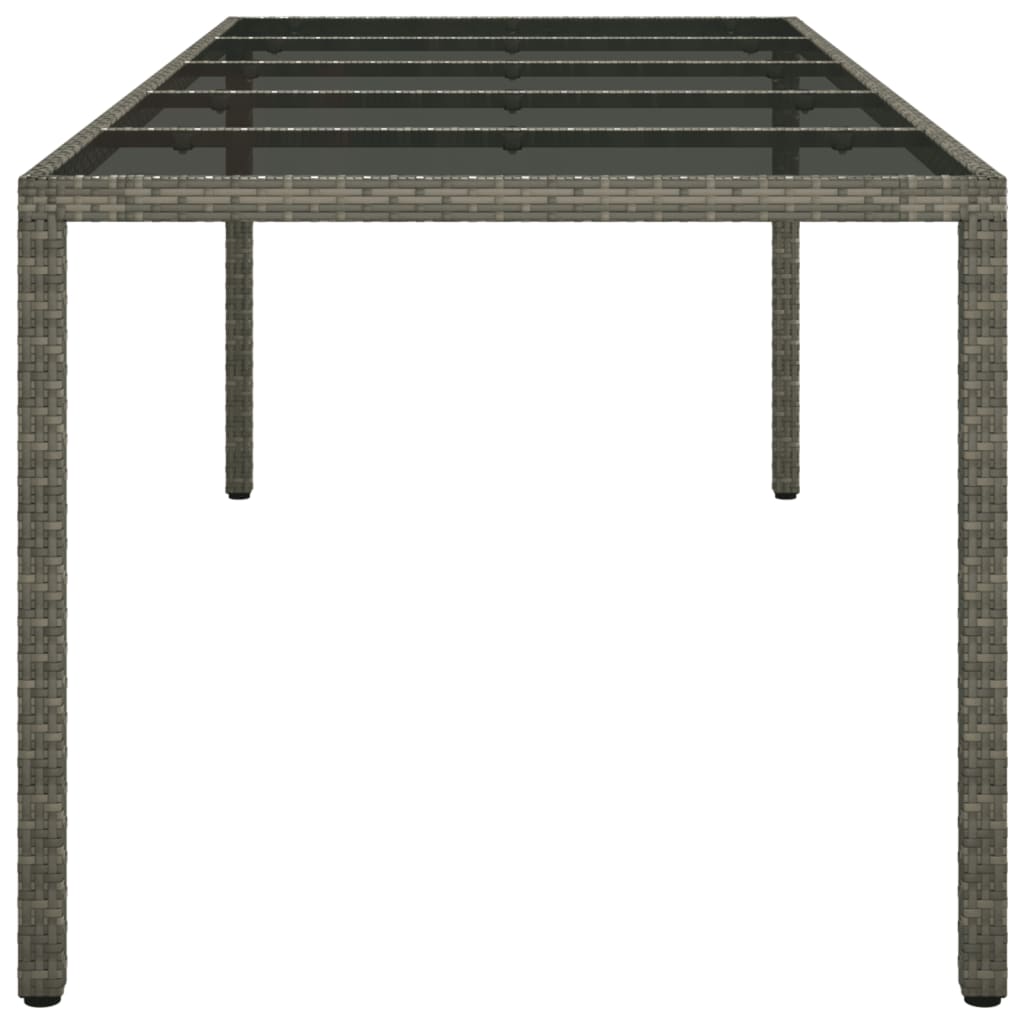 Mesa de jardín de vidrio templado ratán PE gris 250x100x75 cm vidaXL