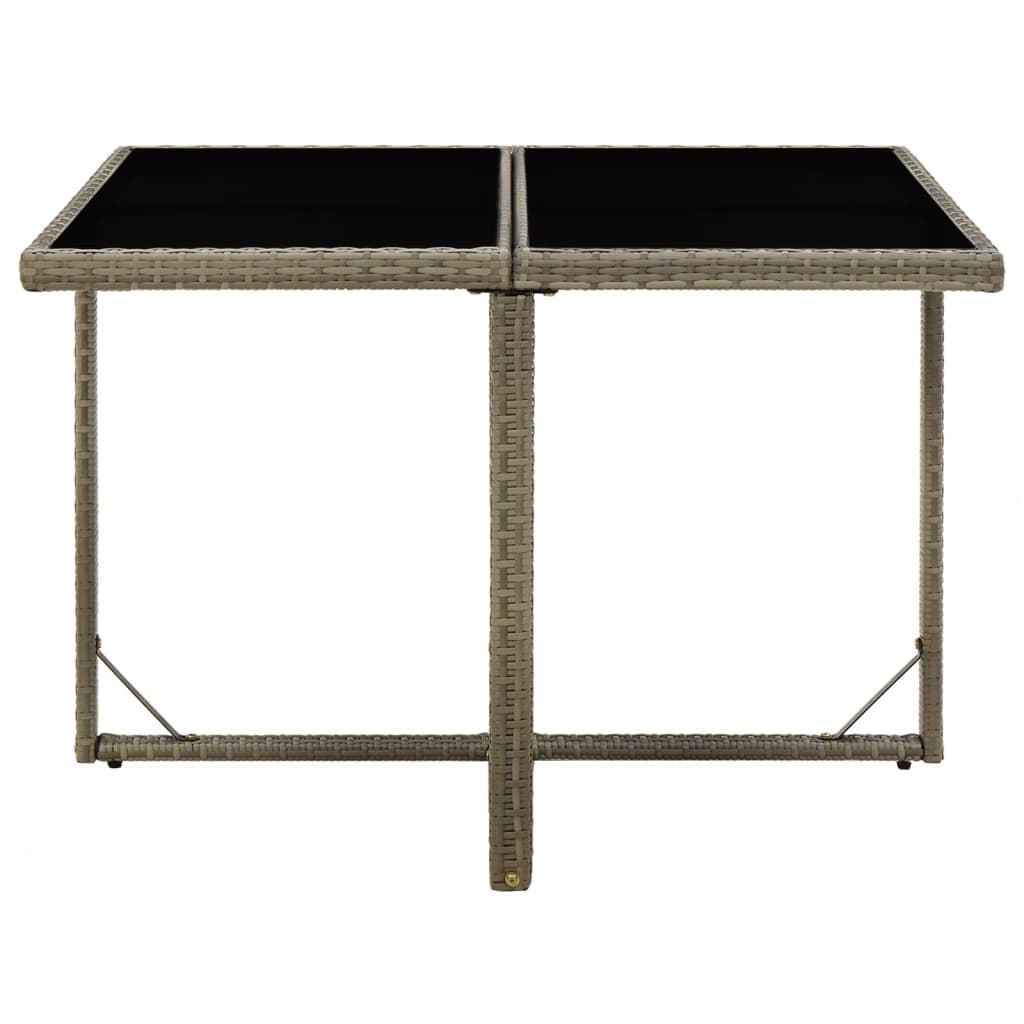 Mesa de jardín ratán sintético y vidrio gris 109x107x74 cm vidaXL