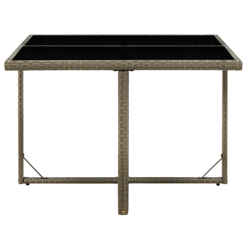 Mesa de jardín ratán sintético y vidrio gris 109x107x74 cm vidaXL