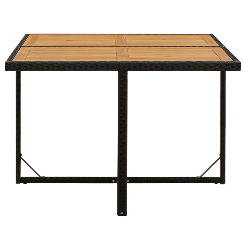 Mesa de jardín ratán sintético madera acacia negro 109x107x74cm vidaXL